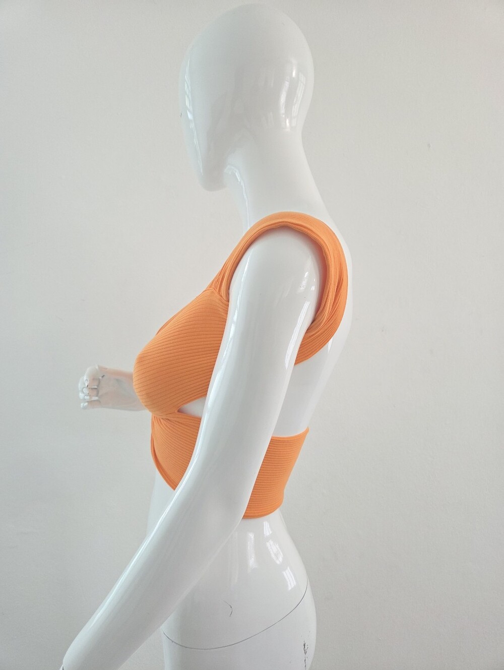 SHEIN Orange Ribbed Twist Front Crop Top Medium - Picture 6 of 12